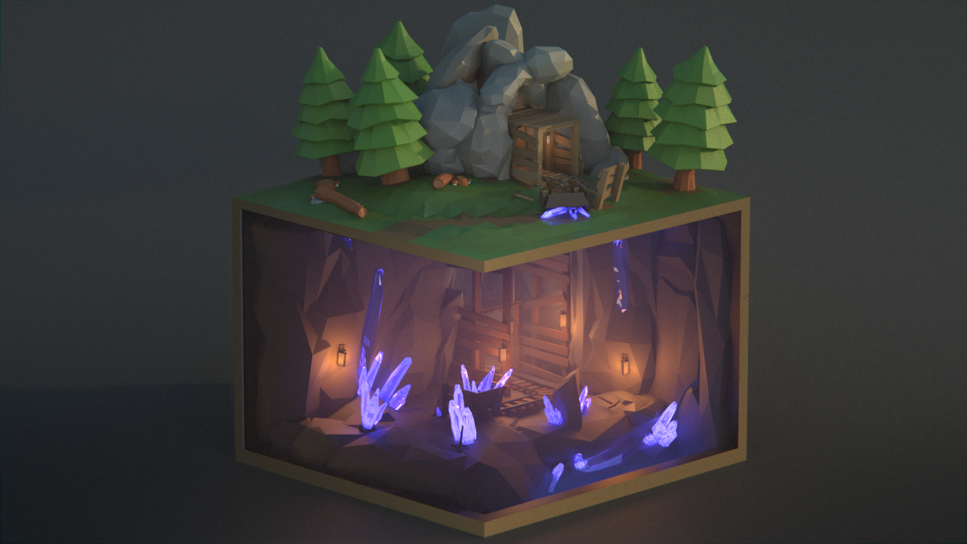 Low Poly Crystal Mines preview image 1